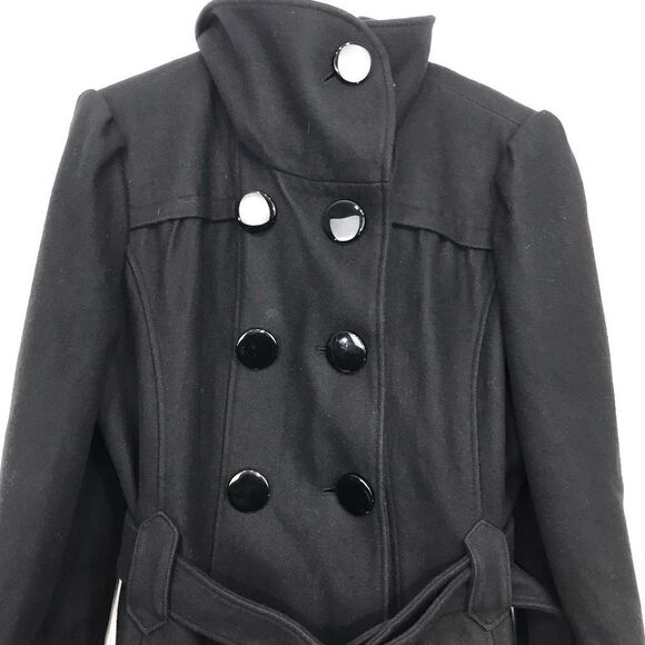 Worthington Black Wool Blend Button Up Trench Coat - Picture 5 of 16